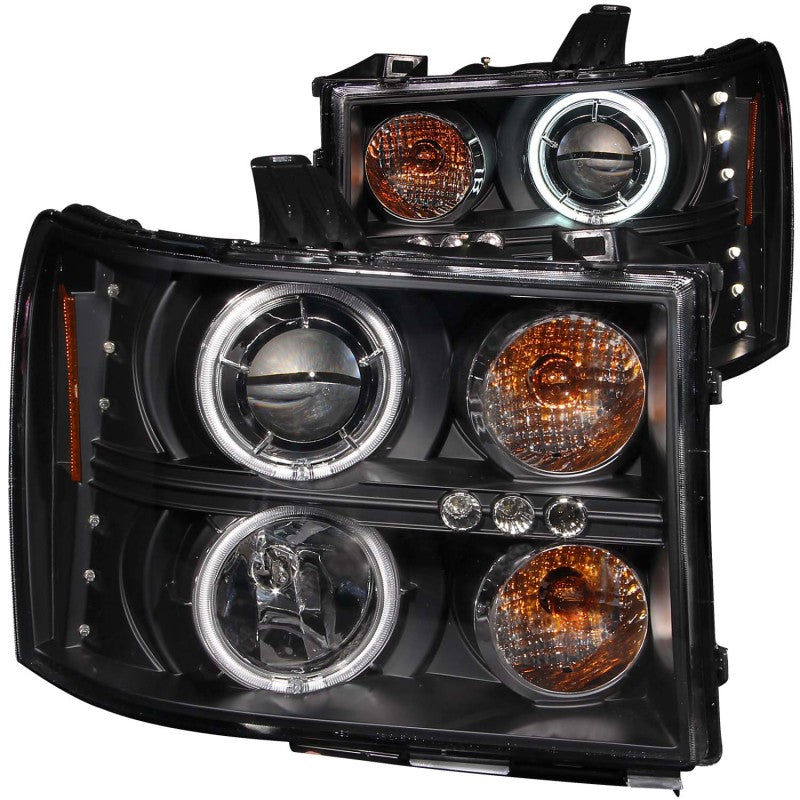 ANZO 2007-2013 Gmc Sierra 1500 Projector Headlights w/ Halo Black-SR1 Performance