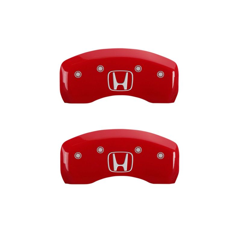 MGP 4 Caliper Covers Engraved Front Honda Engraved Rear H Logo Red finish silver-SR1 Performance