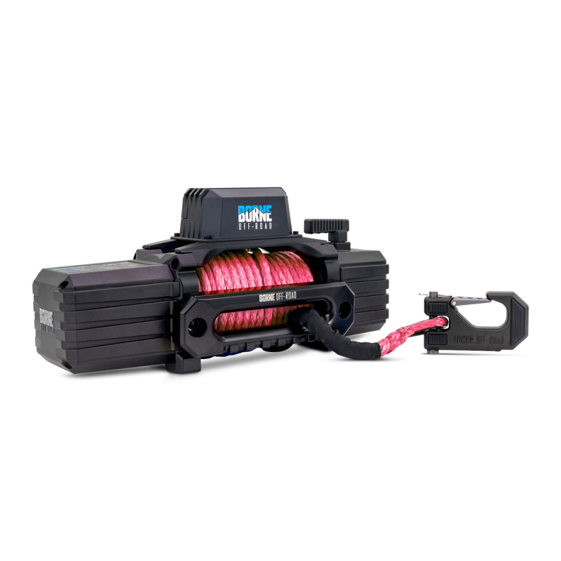 Borne Off-Road 10K Winch with Pink Synthetic Rope - Heavy-Duty Automotive Recovery Gear