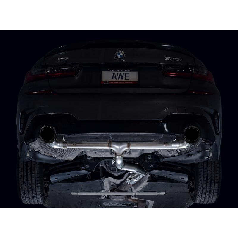 AWE 19-23 BMW 330i / 21-23 BMW 430i Base G2X Track Edition Axle Back Exhaust - Diamond Black-SR1 Performance