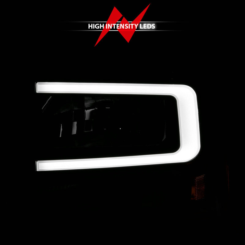 ANZO 99-04 Ford F250/F350/F450/Excursion (excl. 99) Crystal Headlights - w/ Light Bar Black Housing-SR1 Performance
