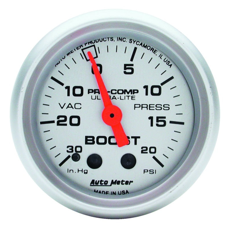 Autometer Ultra-Lite 52mm 20 PSI Mechanical Boost Gauge-SR1 Performance
