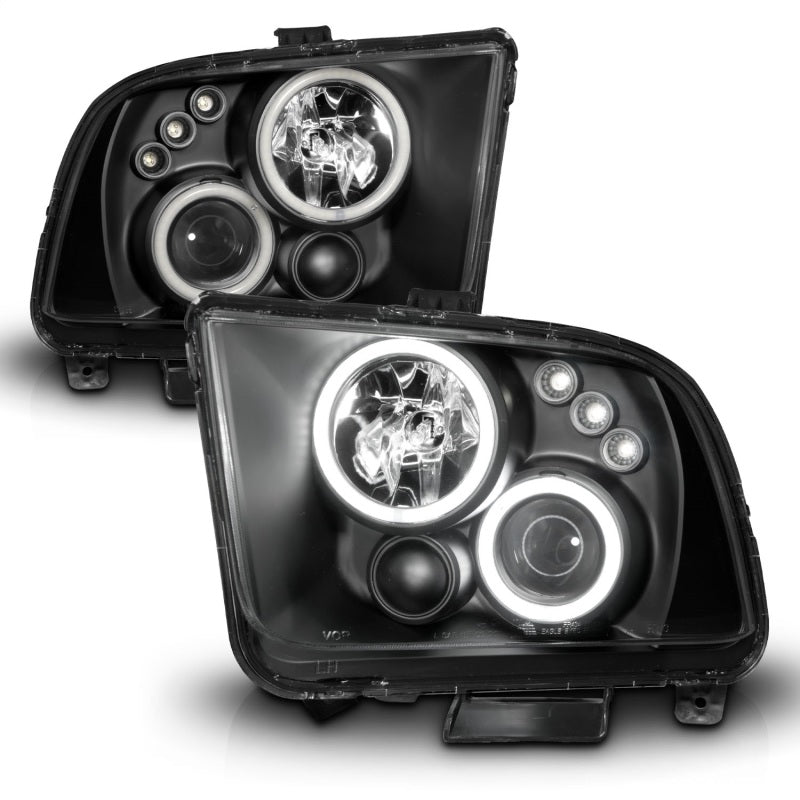 ANZO 2005-2009 Ford Mustang Projector Headlights w/ Halo Black-SR1 Performance
