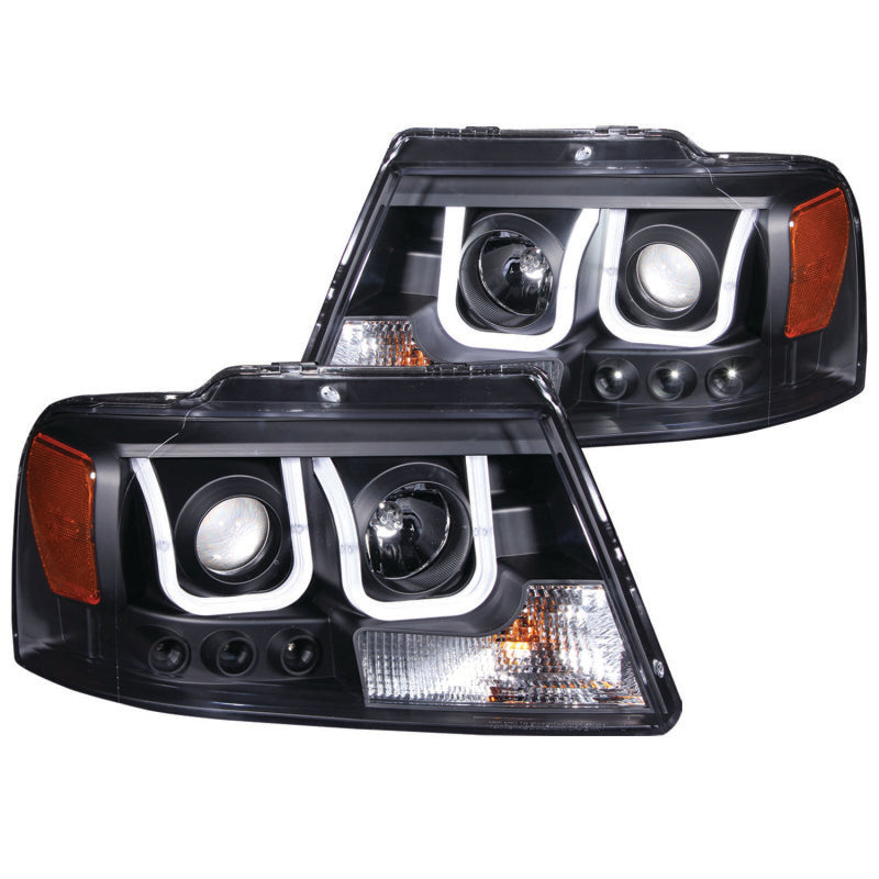 ANZO 2004-2008 Ford F-150 Projector Headlights w/ U-Bar Black-SR1 Performance
