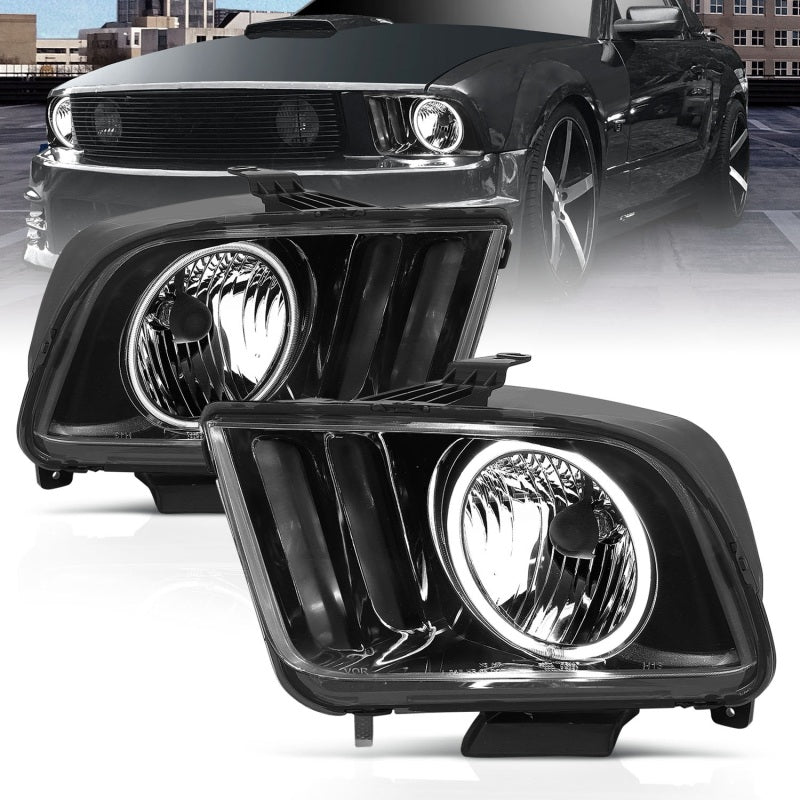 ANZO 2005-2009 Ford Mustang Crystal Headlights w/ Halo Black (CCFL)-SR1 Performance