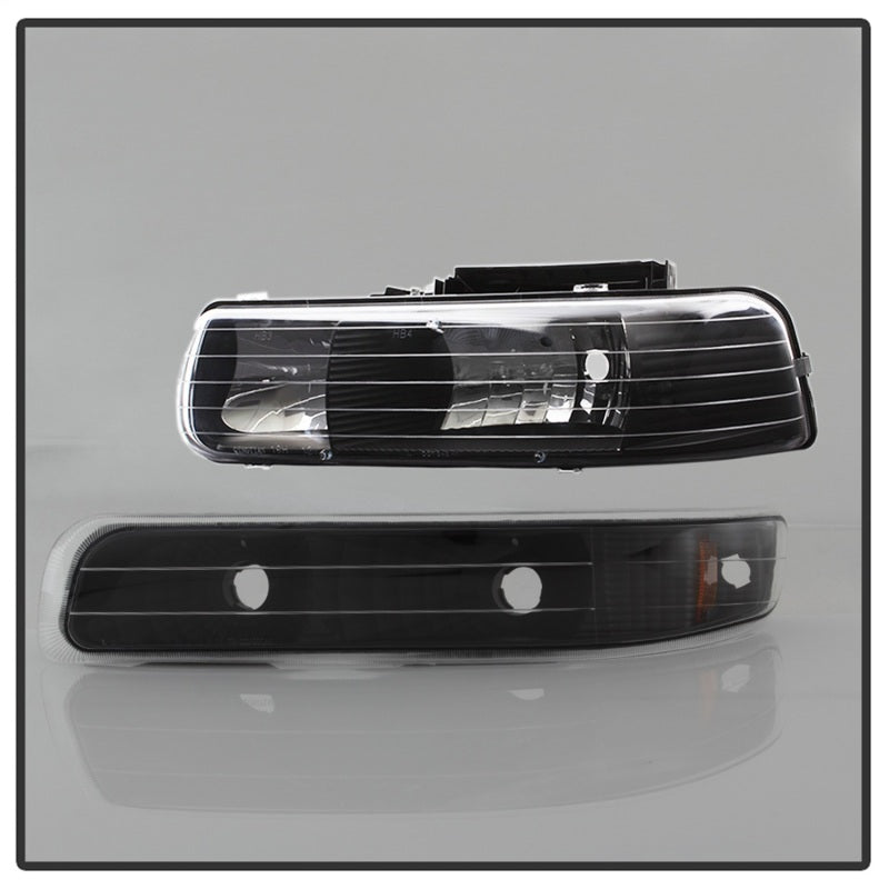 Xtune Chevy TahOE 00-06 Amber Crystal Headlights w/ Bumper Lights Black HD-JH-CSIL99-SET-AM-BK-SR1 Performance