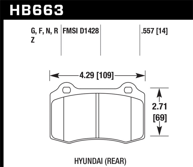 Hawk 10 Hyundai Genesis Coupe (Track w/ Brembo Breaks) HPS Street 14mm Rear Brake Pads-SR1 Performance