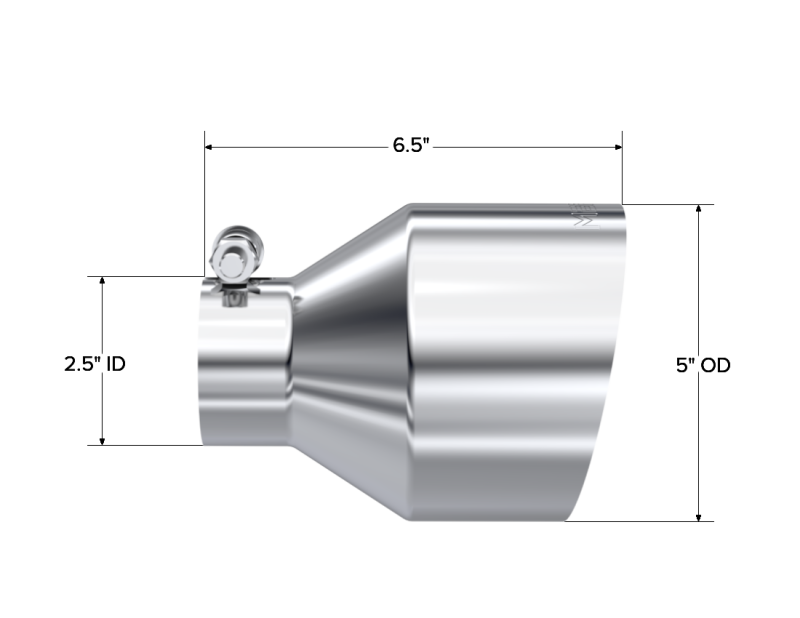 MBRP Universal T304 Stainless Steel Tip 2.5in ID / 5in OD Out / 6.5in Length Angle Cut Single Wall-SR1 Performance