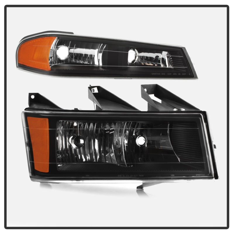 Xtune Chevy Colorado 04-12 OEM Headlights w/ Bumper Lights Black HD-JH-CCOL04-SET-BK-SR1 Performance