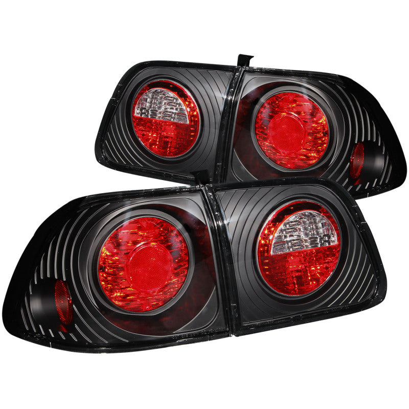 ANZO 1999-2000 Honda Civic Taillights Black-SR1 Performance