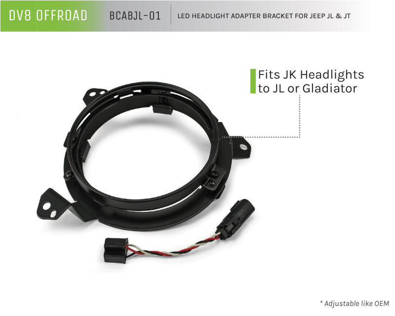 DV8 Offroad BCABJL-01 Jeep JL and Gladiator 7 Inch Headlight Adapter Kit