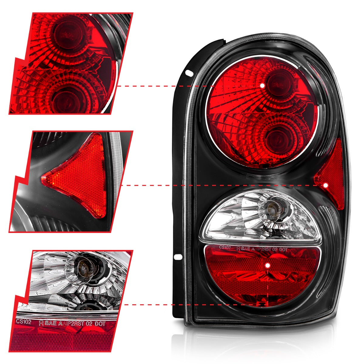 JEEP LIBERTY 02-07 TAIL LIGHTS BLACK