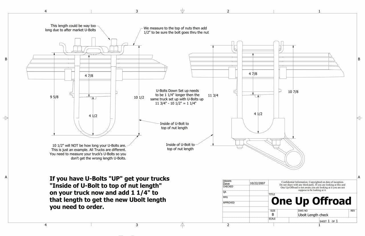Diagram of an S&B Under Axle Bar Mount, 3 1/2in & 4in Axle, U-Bolts Down -