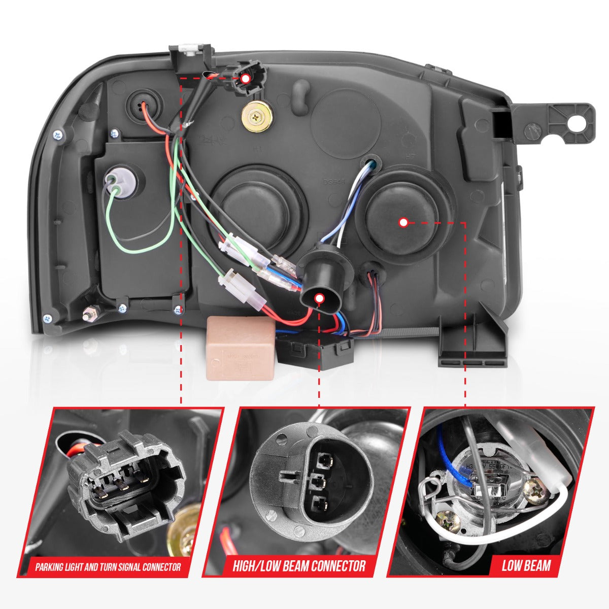 NISSAN FRONTIER 01-04 PROJECTOR HALO HEADLIGHTS BLACK W/ LED SIGNAL & RX HALO