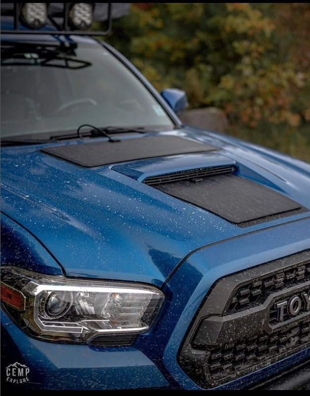 Lensun 50W 12V Hood Flexible Solar Panel for Toyota Tacoma 3rd Gen (2016-2023) TRD Sport/Pro - Off Grid Solar Power for Offroading/Overlanding/Camping ((Solar Panel Only))