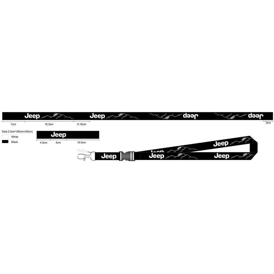 Jeep Lanyard Key Chain - Black with White Mountains Logo-SR1 Performance