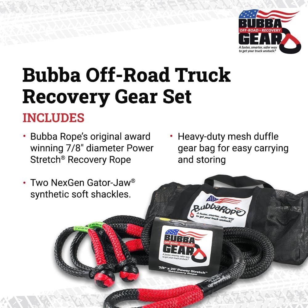 Bubba Rope Off-Road Truck Recovery Rope Gear Set with Shackles-SR1 Performance