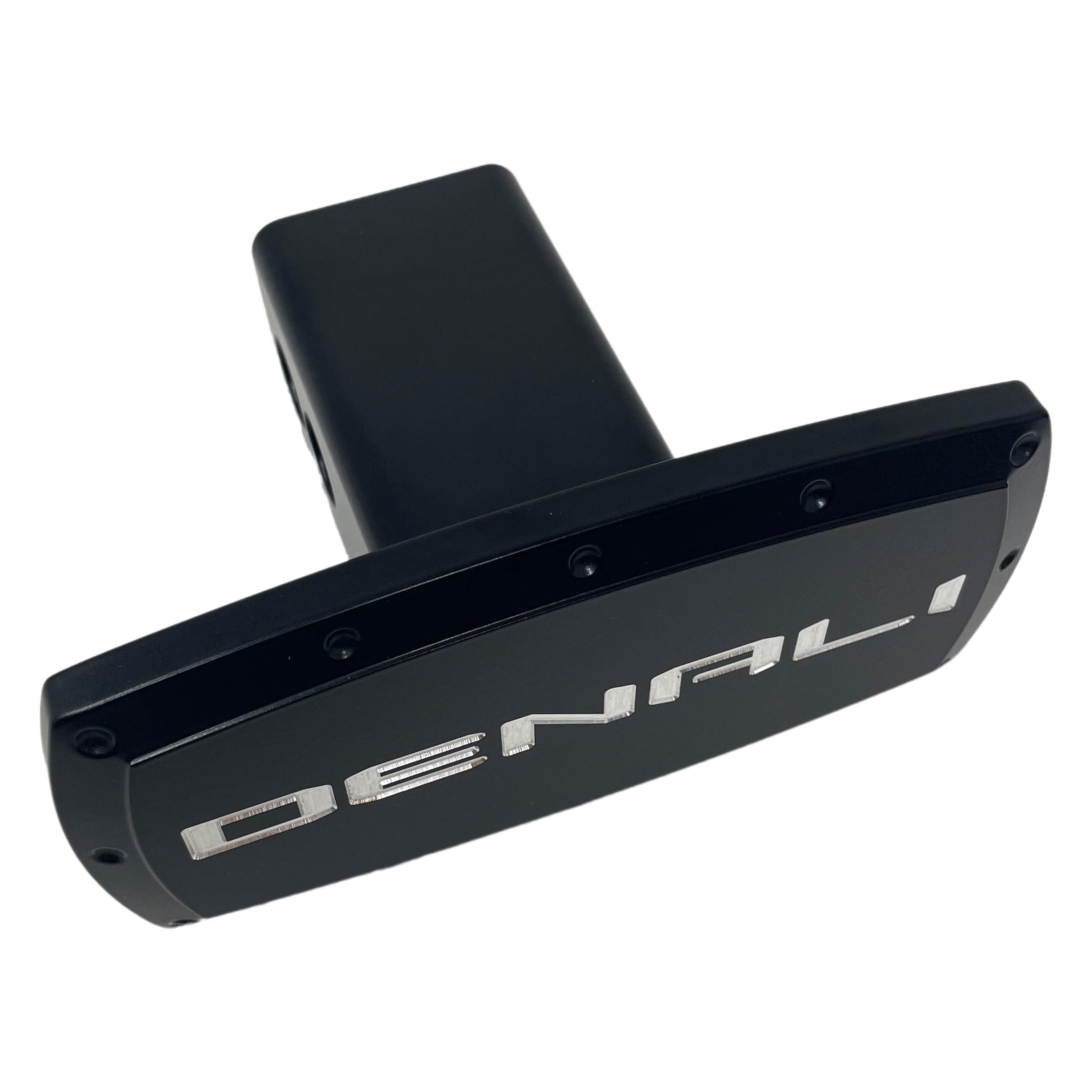 GMC Denali Hitch Cover Plug - Black Billet Aluminum with Silver Logo - USA Made