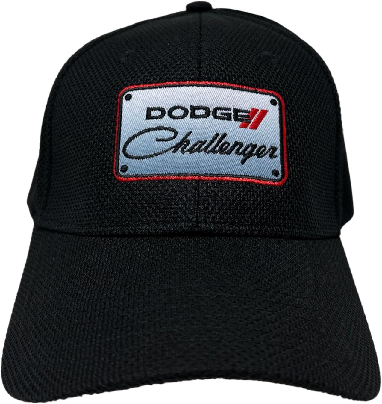 Dodge Challenger Stretch Fit Patch Hat - Embroidered Fitted Cap - Officially Licensed by Dodge Black