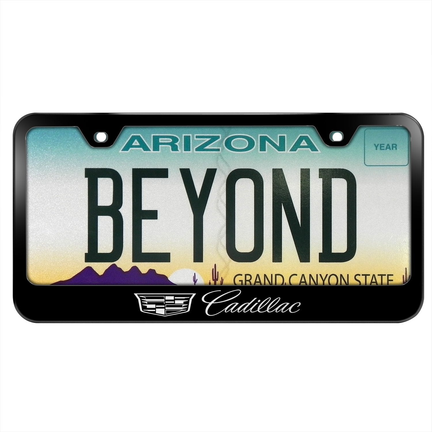 Au-TOMOTIVE GOLD Laser Etched License Plate Frame for Cadillac Cadillac (Black)