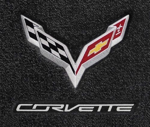 2014-2017 C7 Corvette Coupe Jet Black Trunk Mat - Crossed Flags & Corvette Script
