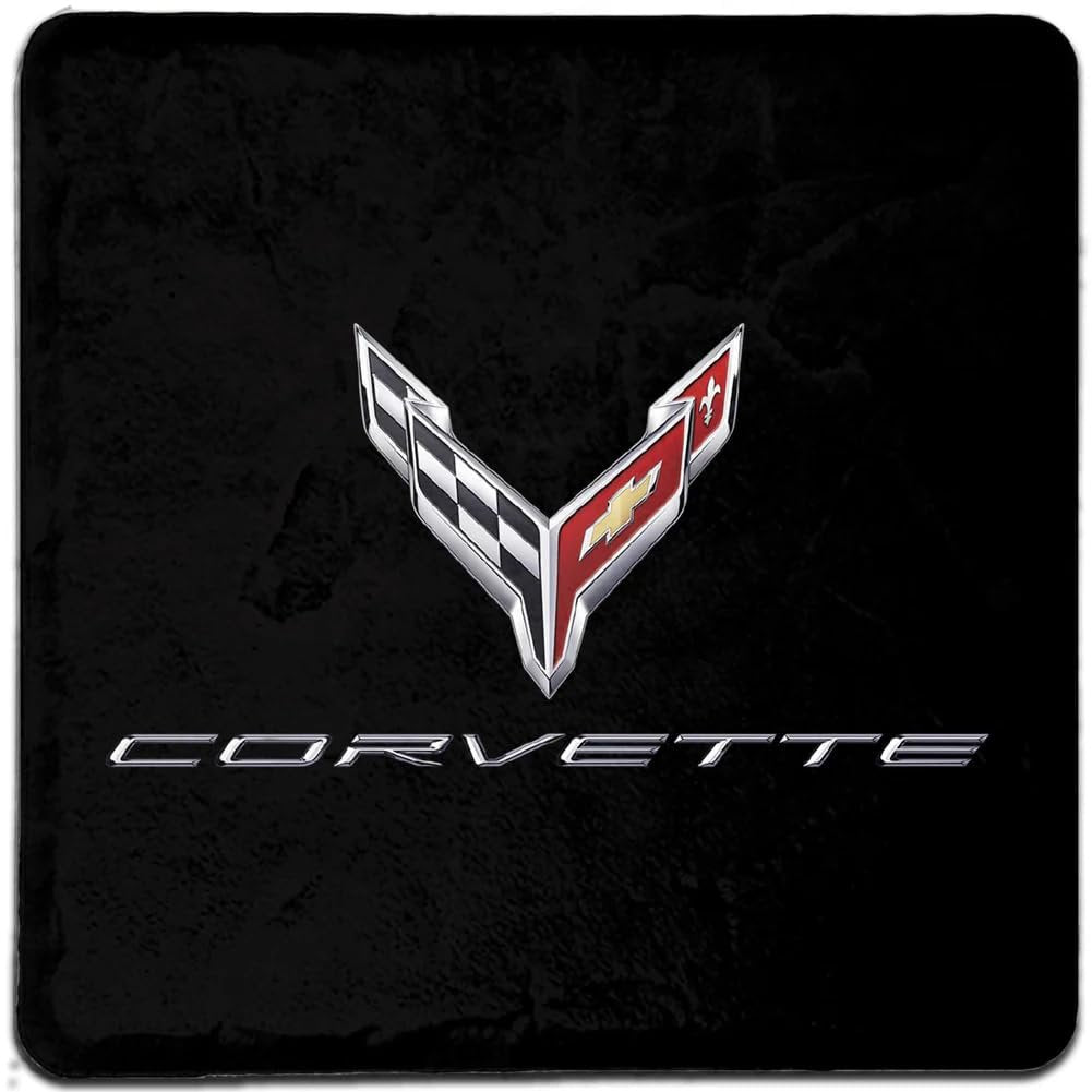 C8 Corvette 4"x4" Flags with Corvette Script Stone Tile Coaster (Individual) - Drink Pad for Coffee Table-SR1 Performance