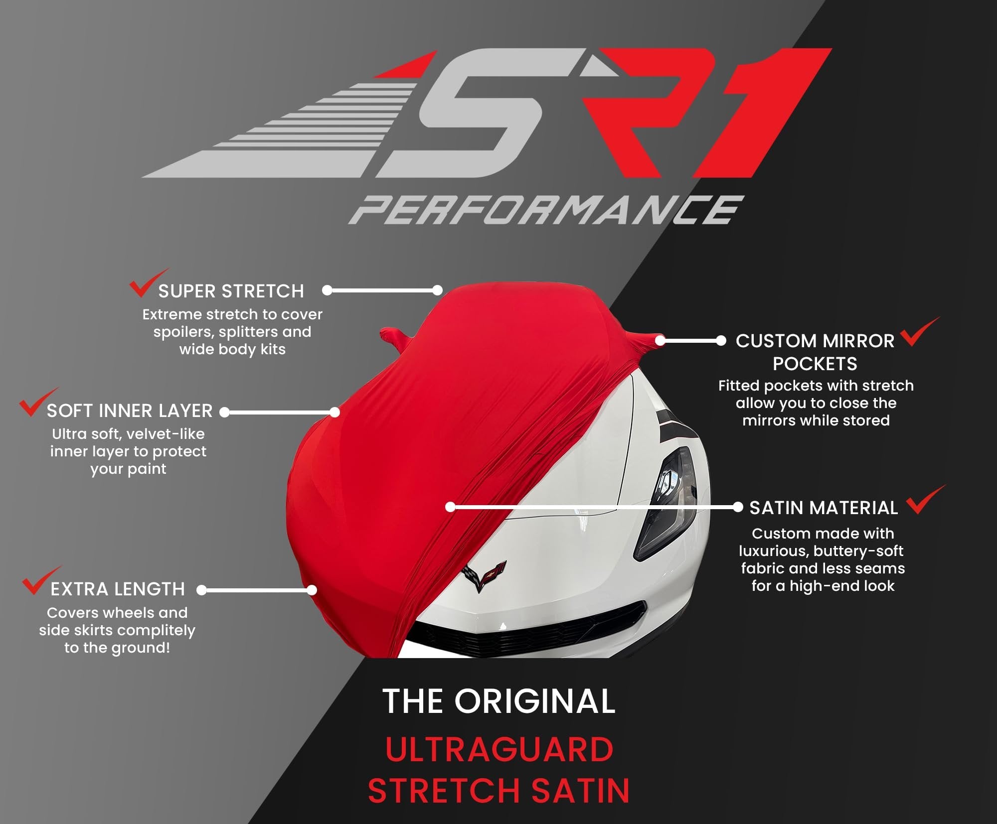 Indoor Car Cover – Ultraguard Stretch Satin Custom Fit Cover – Premium Soft Dust Protection Garage Storage Cover (Red, 2008-2023 Audi R8)