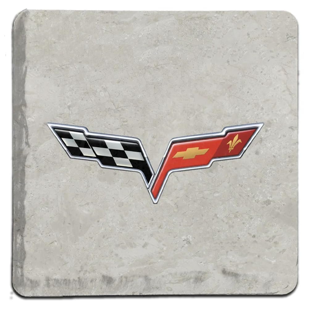 C5, C6, C7, C8 Corvette Logo Stone Tile Coasters (Individual) 4"x 4"-SR1 Performance