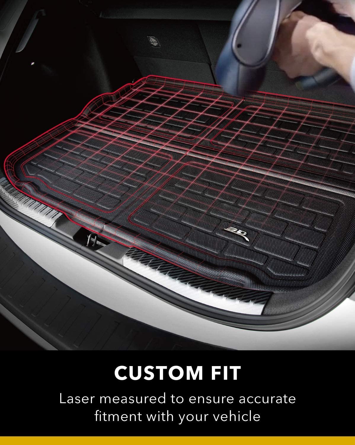 3D MAXpider Cargo Custom Fit All-Weather Floor Mat for Select Mercedes-Benz E-Class (W213) Sedan Models - Kagu Rubber (Black)