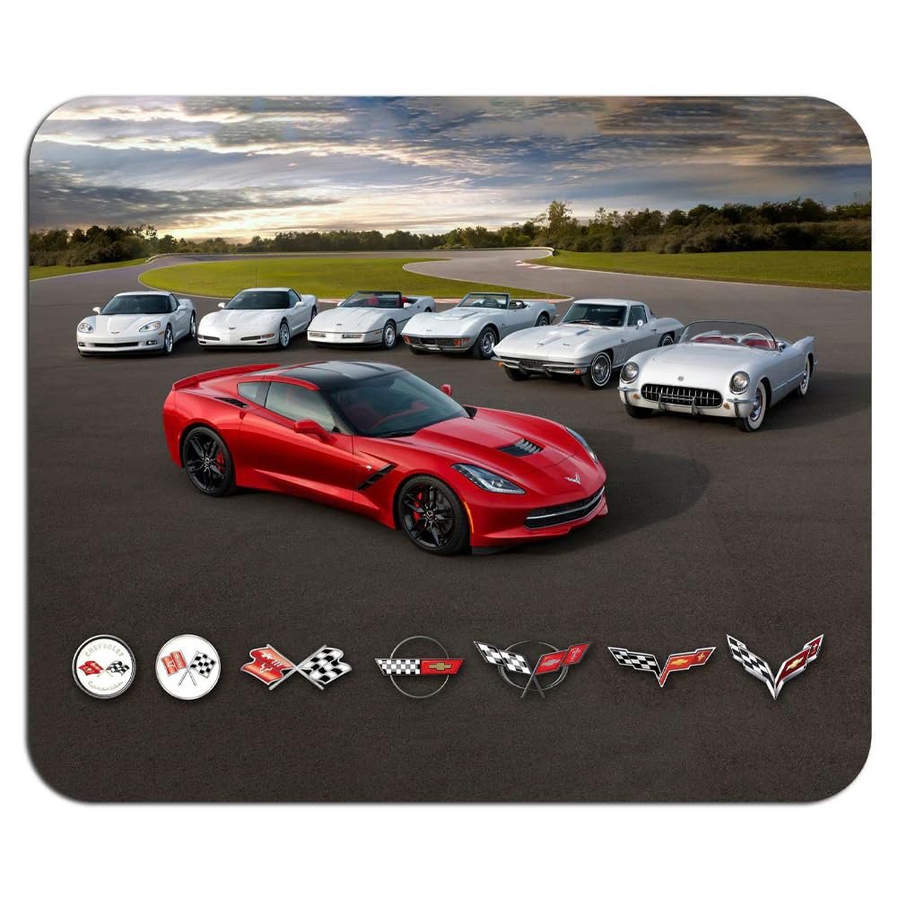 C1-C7 Corvette Generations Mouse Pad - Non-Slip Rubber Desktop Pad for Office or Home - Officially Licensed by GM-SR1 Performance