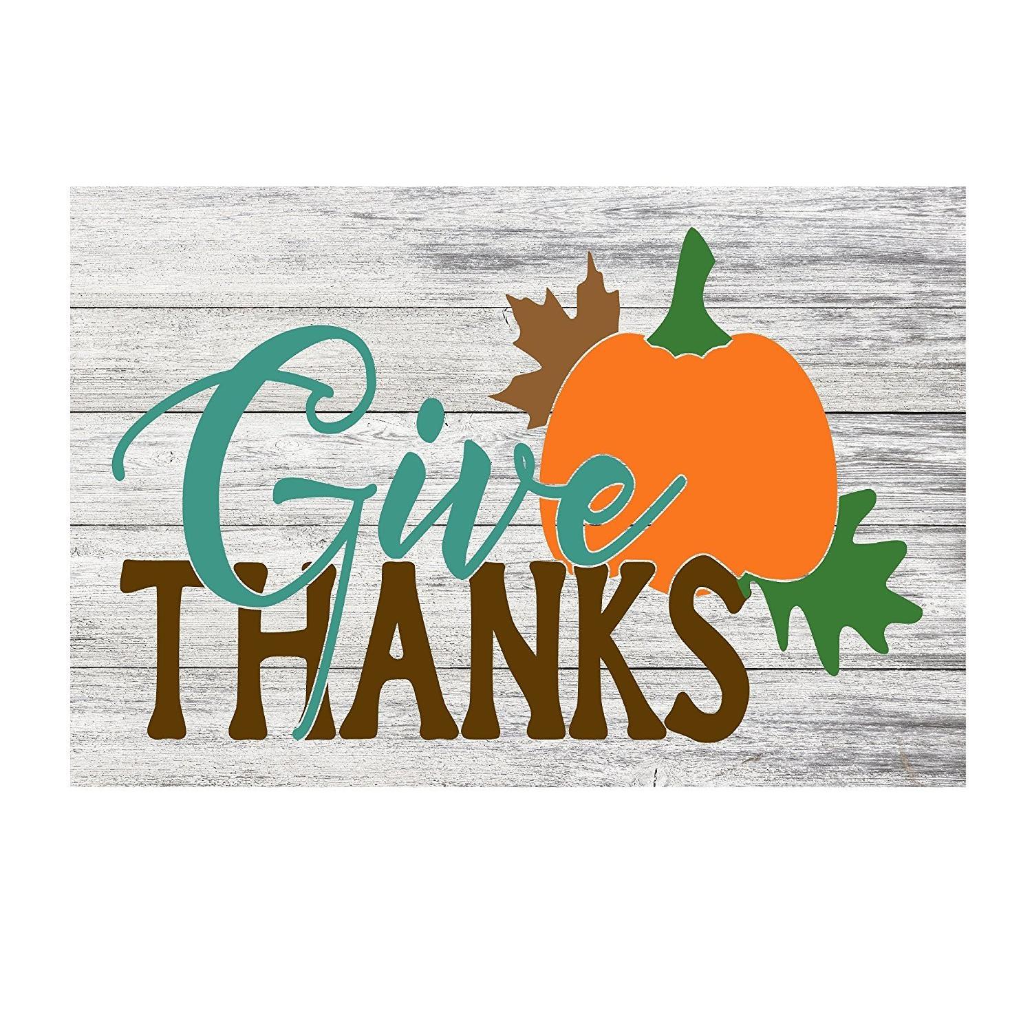 Give Thanks Autumn Season Rustic Metal Sign - 12" x 8"