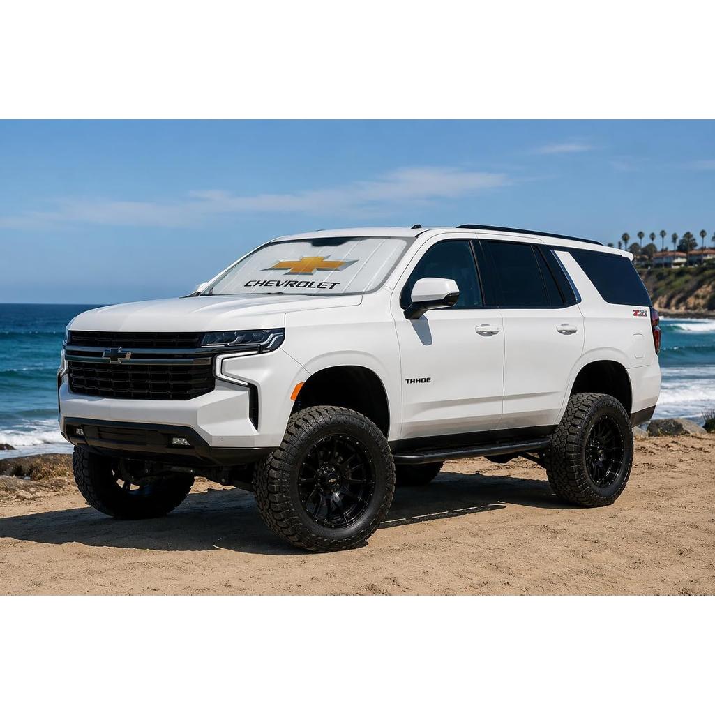SR1 Performance USA GMC Sierra Denali Windshield Sunshade for 2019-2026 Sierra 1500, 2500HD, 3500HD Denali – Insulated Foldable Accordion Style Silver Custom Fit Sun Shade – Blocks UV Rays