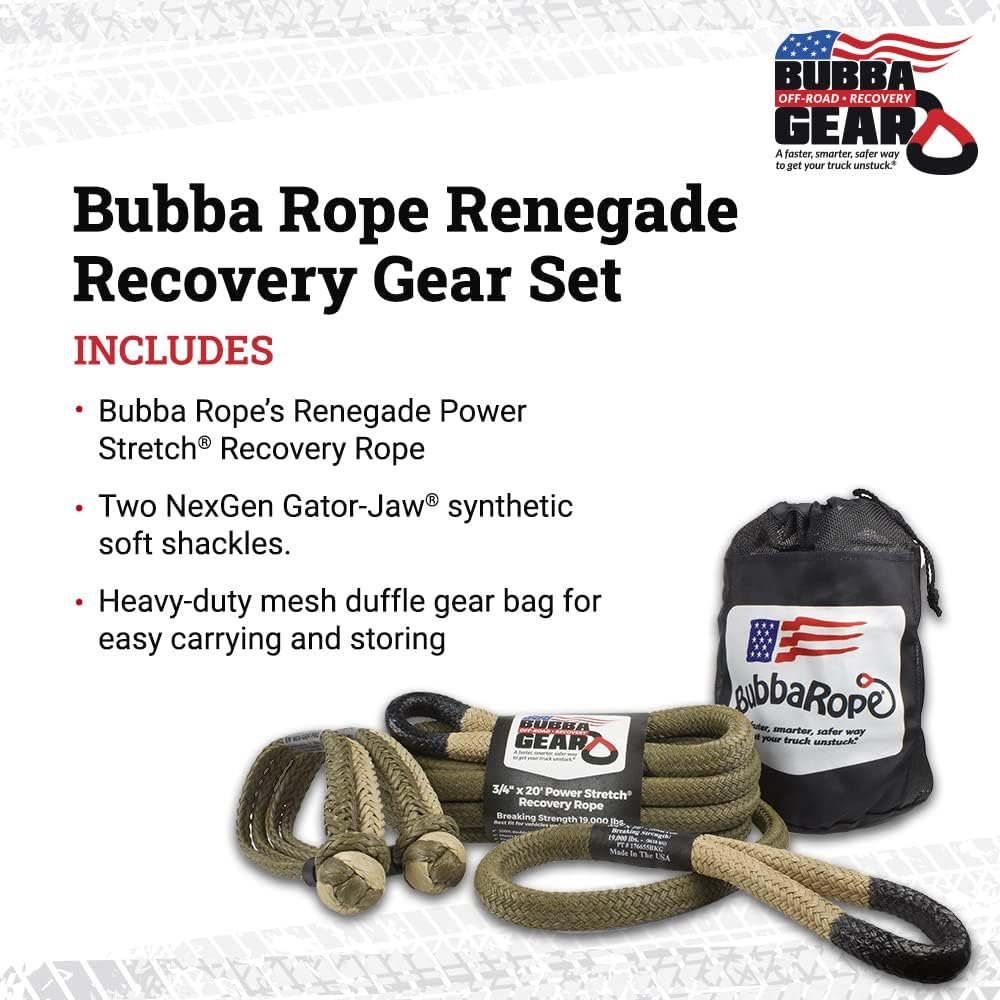 Bubba Rope Off-Road Jeep Recovery Rope Gear Set with Shackles-SR1 Performance