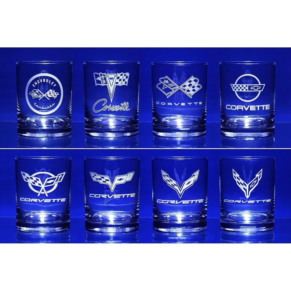SR1 Performance Corvette Glassware Engraved Generations C1-C8 : 13.5 oz. Set of 8-SR1 Performance