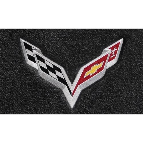 C7 Corvette Cargo Floor Mat with Crossed Flags Logo - Ebony