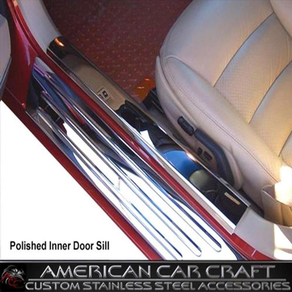 Corvette Door Sill Protectors Full Length (Ribbed) - Stainless Steel : 2005-2013 C6