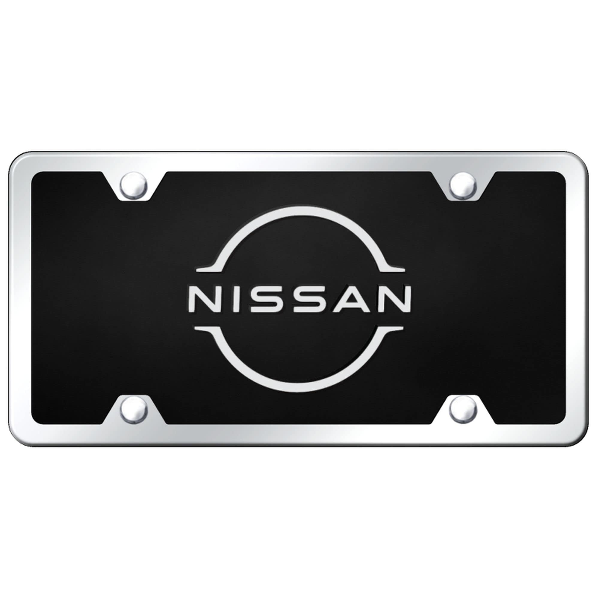 Nissan License Plate and Frame Kit - Black with Chrome