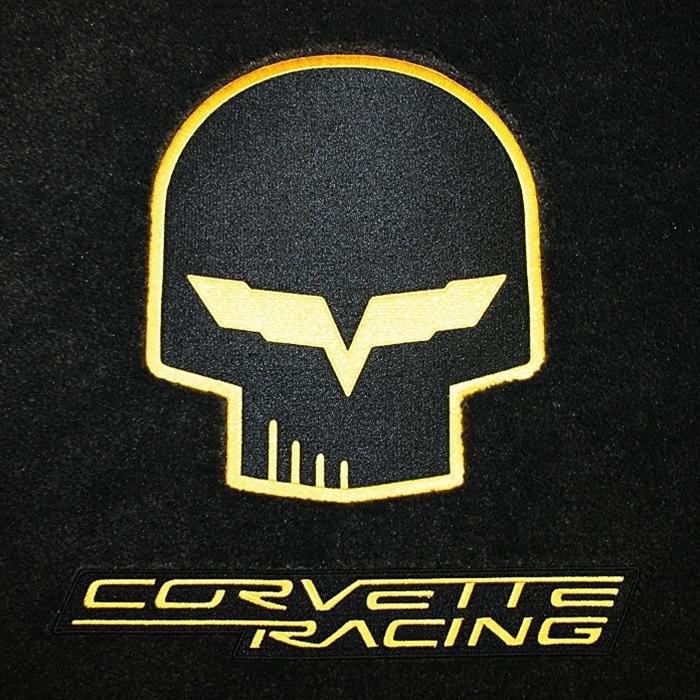 Corvette Cargo Mat - Jake Skull and Racing Script - Silver - Coupe : 2005-2013 C6, Z06, ZR1 or Grand Sport