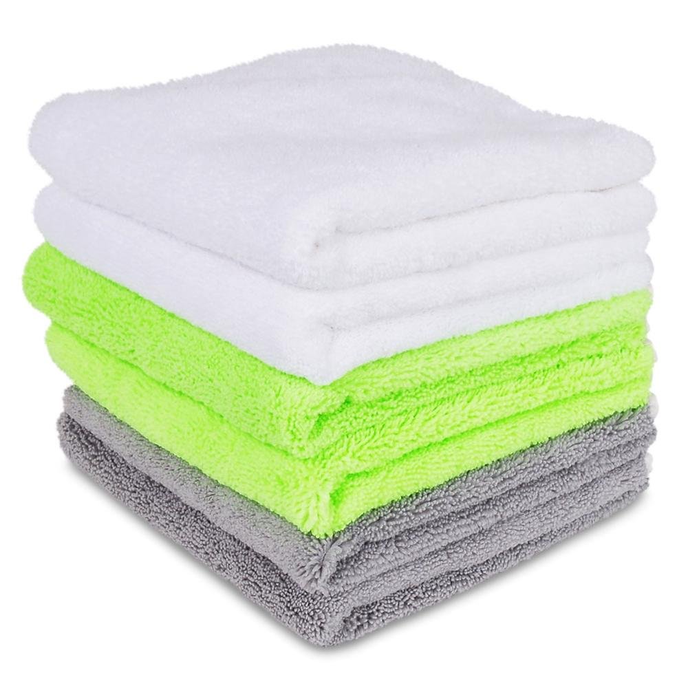 Liquid X Premium Microfiber Detailing Towels - Lime Green, White, Gray - 16" x 16"-SR1 Performance