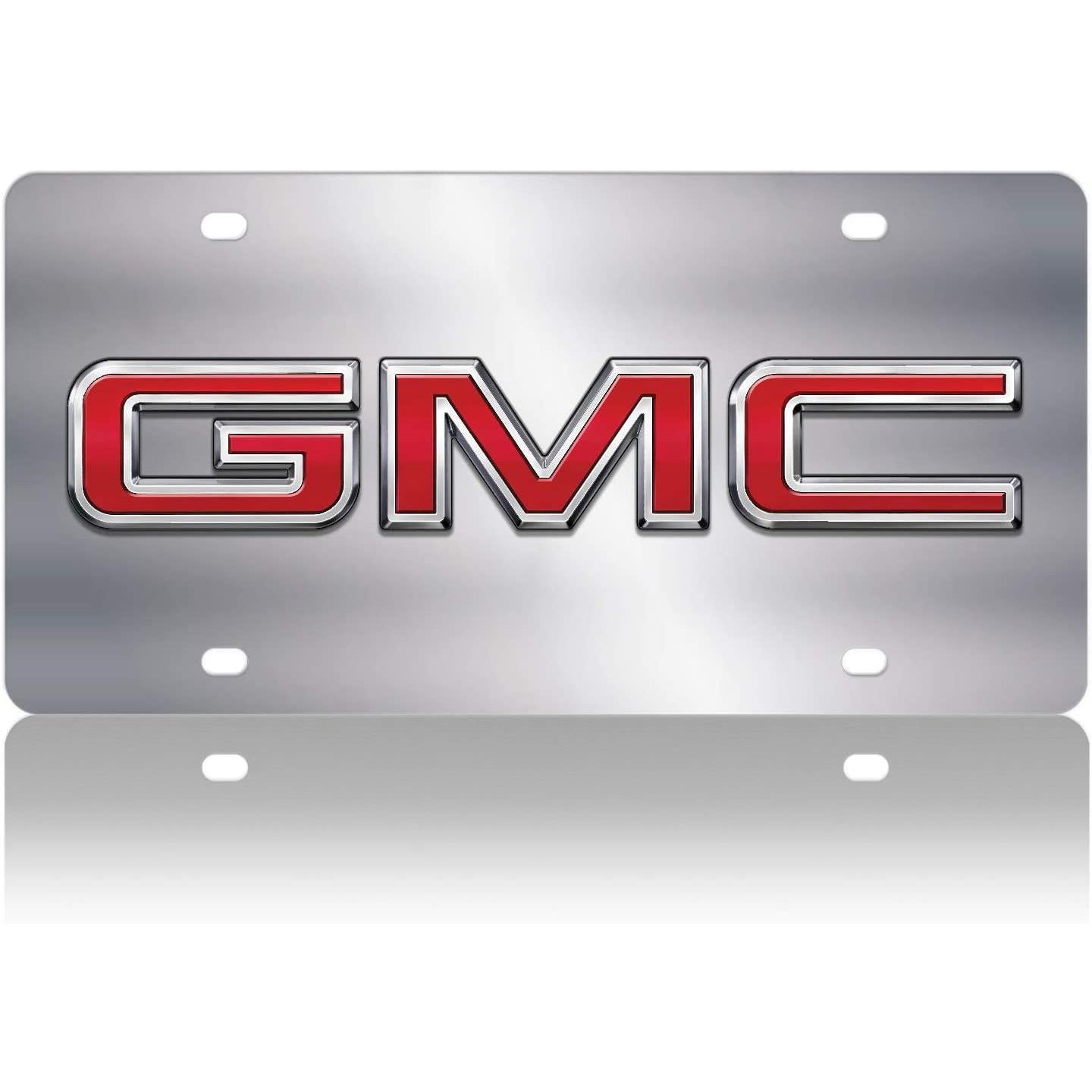 GMC Stainless Steel License Plate with Red Logo-SR1 Performance