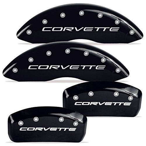 MGP Caliper Cover 13007-S-CVT-RD Red Powdercoat Brake Caliper Cover with Silver Corvette Letters for 17" and Larger Wheels Corvette, (Set of 4)