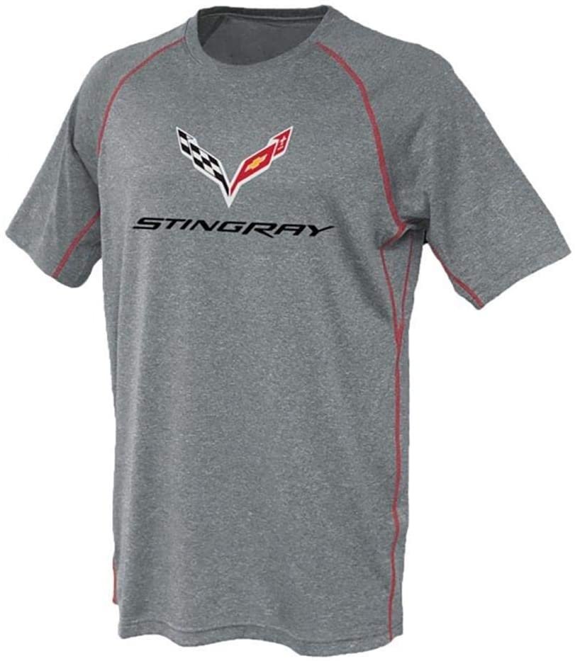 C7 Corvette Stingray Contrast Stitch Tee : Gray/Red (Medium)