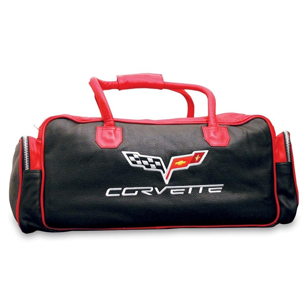Corvette Duffel Bag Leather with C6 Logo Yellow & Black-SR1 Performance