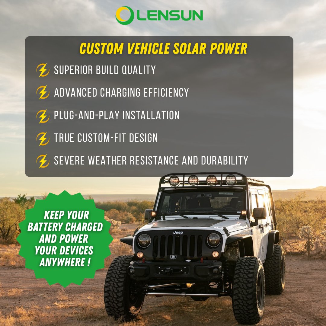 Lensun 90W 12V Hood Flexible Solar Panel for Mercedes-Benz Sprinter 3rd Gen(2019-present) - Off Grid Solar Power for Offroading/Overlanding/Camping