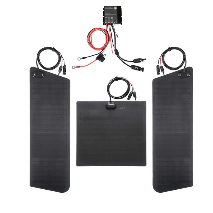 Lensun 80W 12V Hood Flexible Solar Panel for Toyota 4Runner 4th/5th Gen (2003-2024) w/Scoop - Off Grid Solar Power for Offroading/Overlanding/Camping