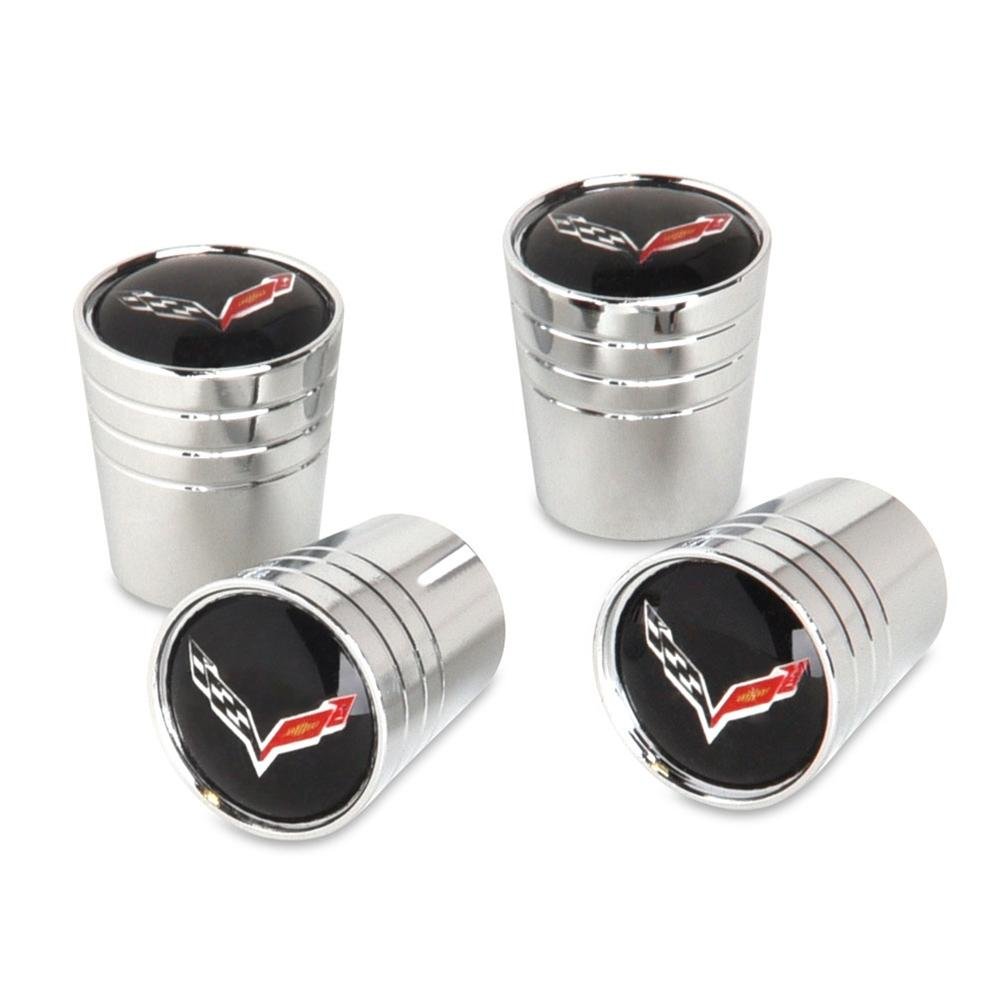 C7 Corvette Crossed Flags Logo Aluminum Valve Stem Caps-SR1 Performance