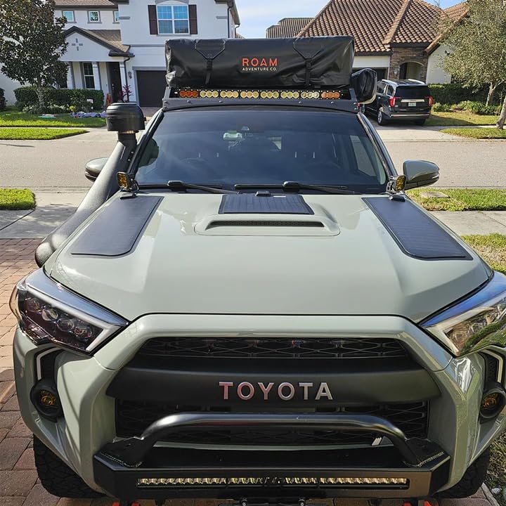 Lensun 80W 12V Hood Flexible Solar Panel for Toyota 4Runner 4th/5th Gen (2003-2024) w/Scoop - Off Grid Solar Power for Offroading/Overlanding/Camping