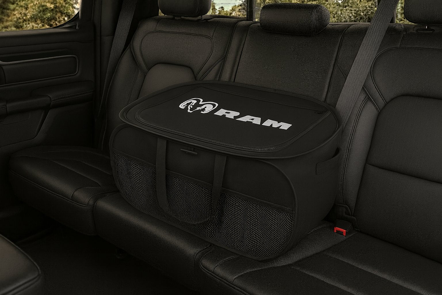 Ram Pop Up Trunk Storage Organizer - Black Organization Expandable/Collapsible Caddy with Logo for All Dodge Ram