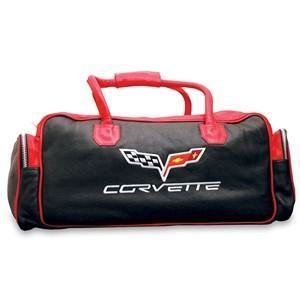 Corvette Duffel Bag Leather with C6 Logo Yellow & Black-SR1 Performance