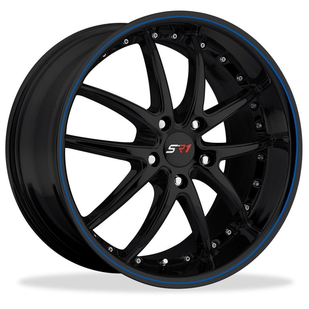 Corvette SR1 Performance Wheels - APEX Series : Gloss Black w/Blue Stripe-SR1 Performance